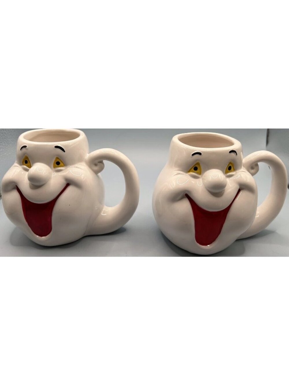 Vintage Spooky Hollow Ghost Mug Cup Smiling Face Halloween Set Of 2
